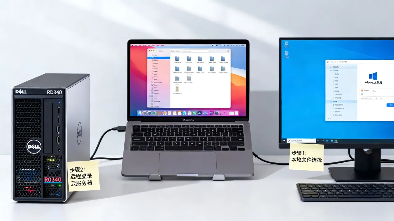 服务器rd340主机怎么做系统？本地macOS主机上传文件到Windows云服务器。