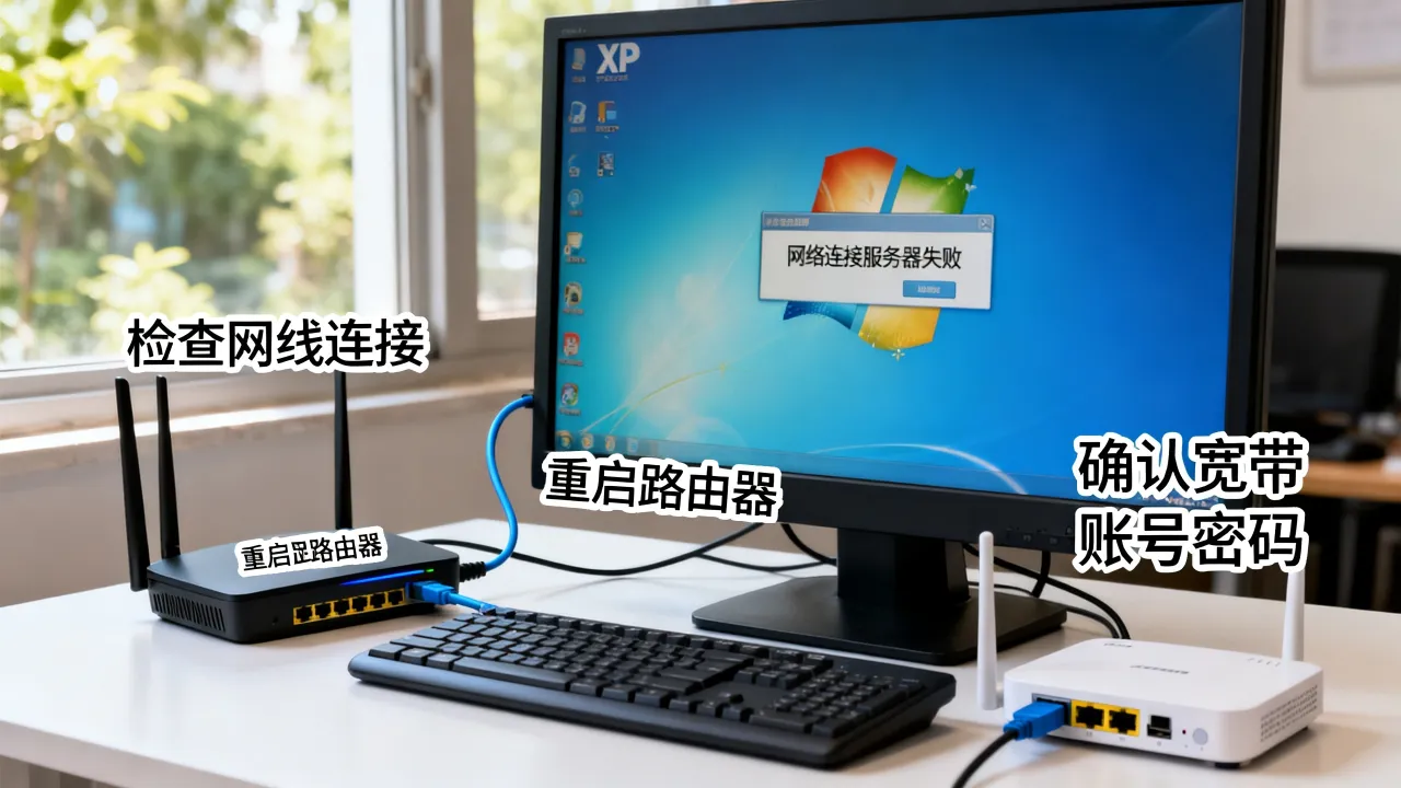 xp连路由器怎么连宽带连接不上，网络连接服务器失败怎么办？