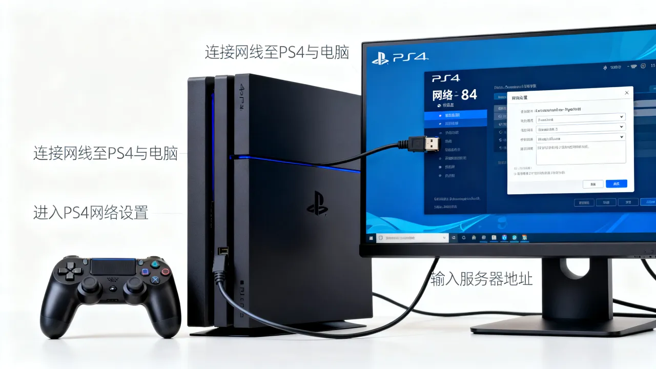 PS4宽带怎么连接电脑？服务器地址填什么