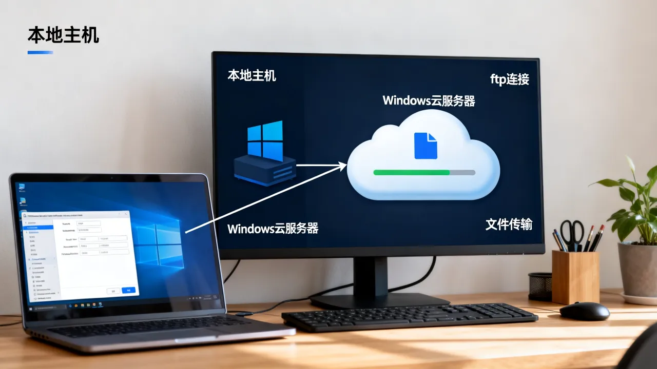 ftp两台服务器之间互传，怎样在本地主机和Windows云服务器之间互传数据？