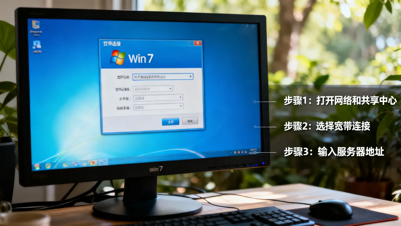 新win7系统怎么连接宽带连接服务器地址
