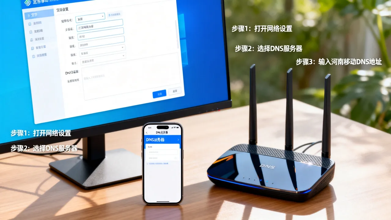 河南移动宽带DNS服务器怎么填，详细设置的教程步骤