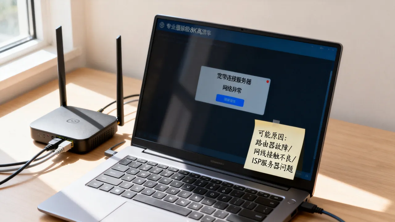 电脑连接wifi怎么显示宽带连接服务器，网络异常原因是什么