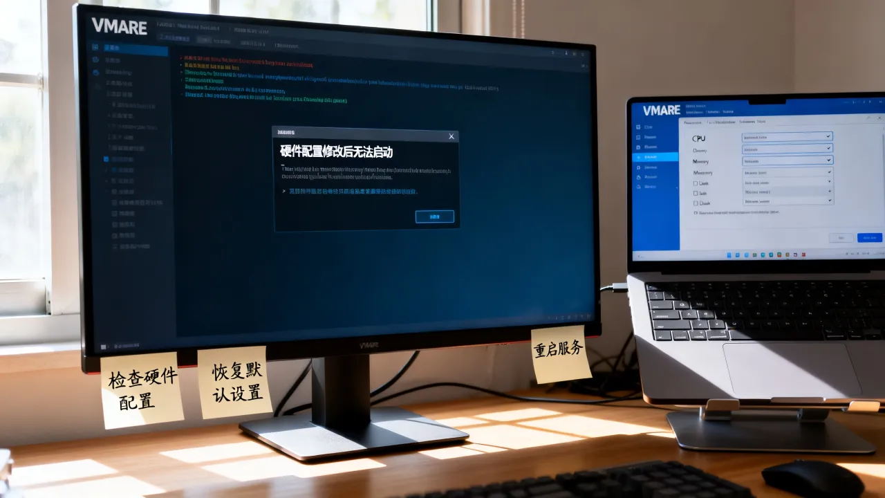 虚拟机硬件修改后无法启动怎么办？VMware启动失败解决方法