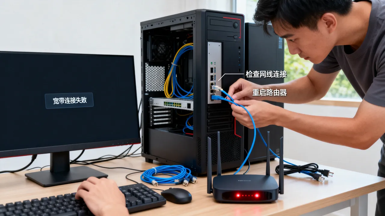 电脑服务器宽带连不上怎么办，宽带连接失败是什么原因