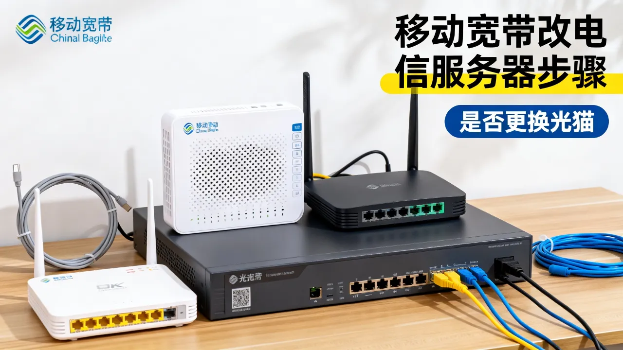 移动宽带改电信服务器怎么弄，移动宽带换电信要换光猫吗？