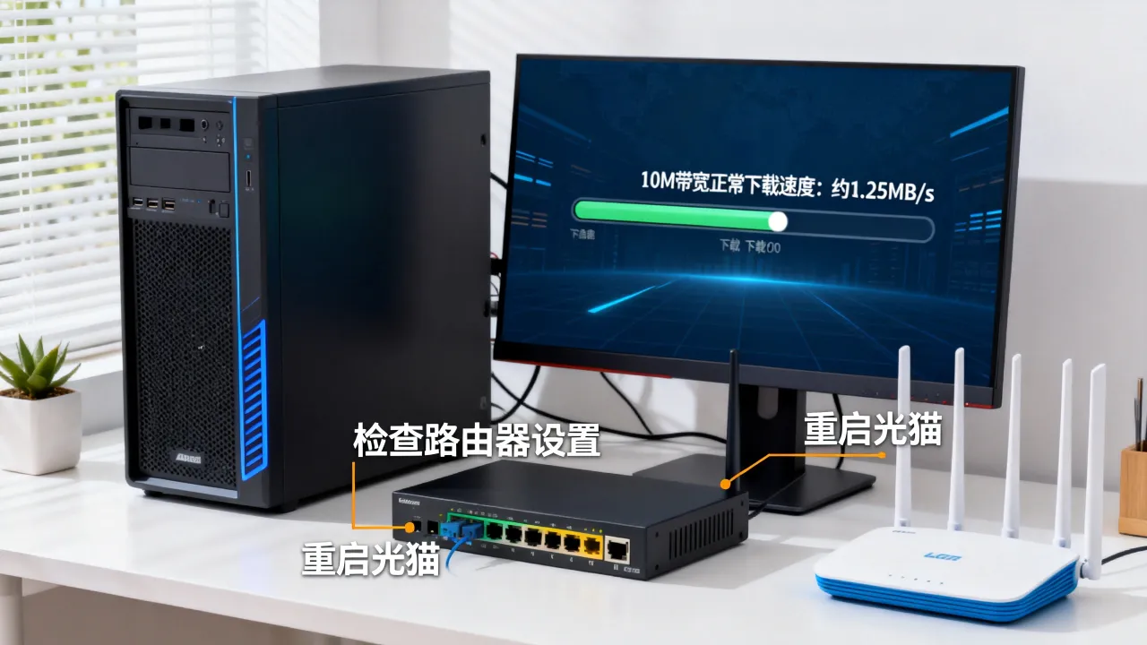 10M服务器带宽下载速度多少正常？10M带宽下载速度慢咋办？