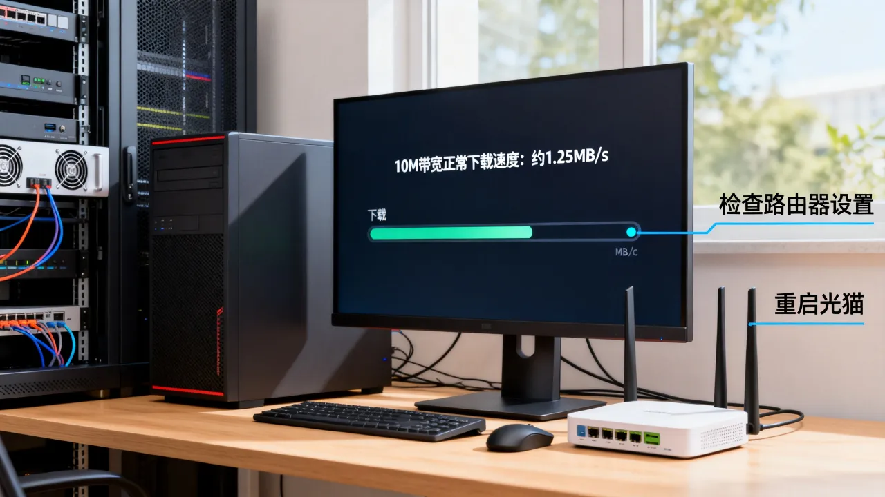 10M服务器带宽下载速度多少正常？10M带宽下载速度慢咋办？